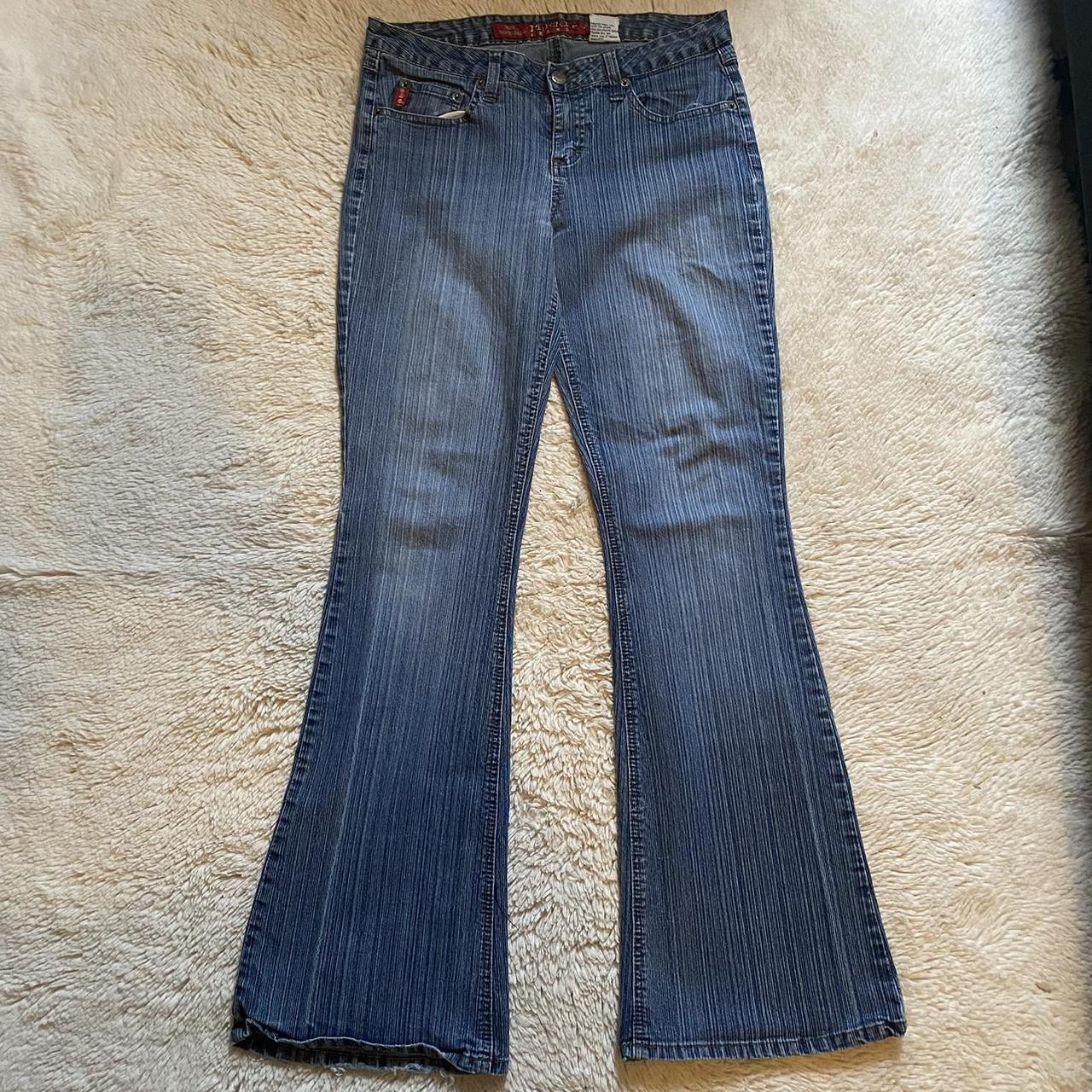 Y K Mudd Jeans Low Waisted Flared Leg Pin Stripe Depop