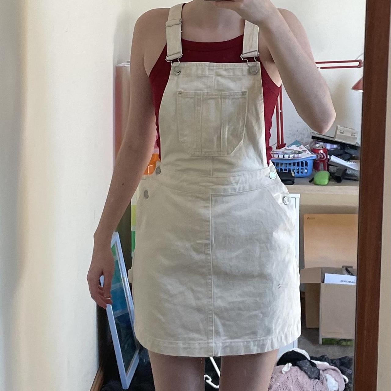 Primark cream denim dress dungarees Brand new Never... Depop