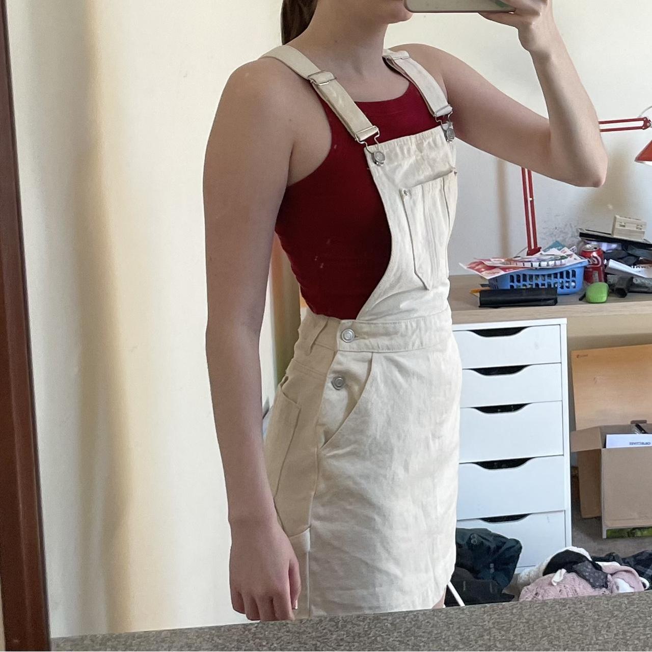 Primark cream denim dress dungarees Brand new Never... Depop