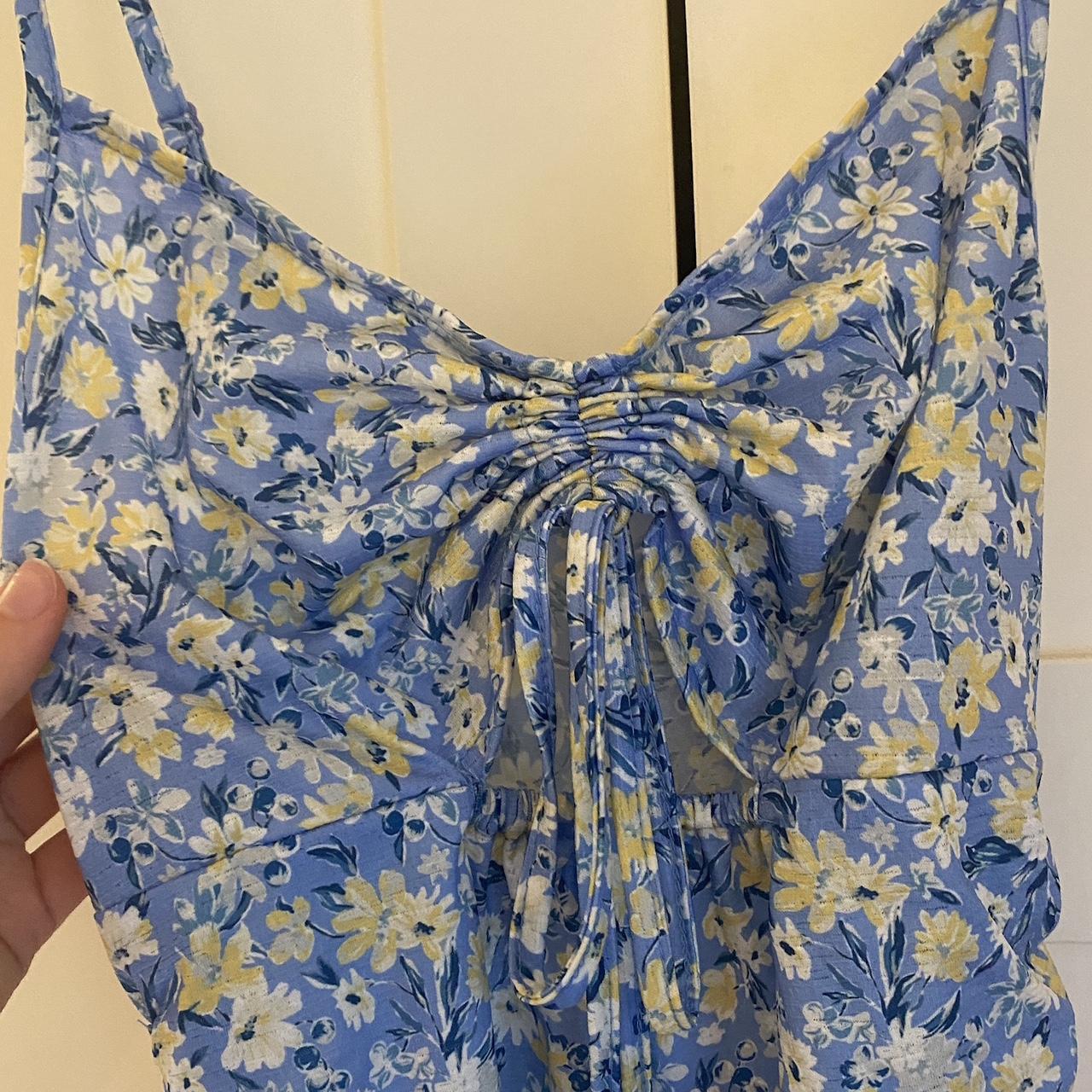 Blue floral scrunched mini dress from shein.... - Depop