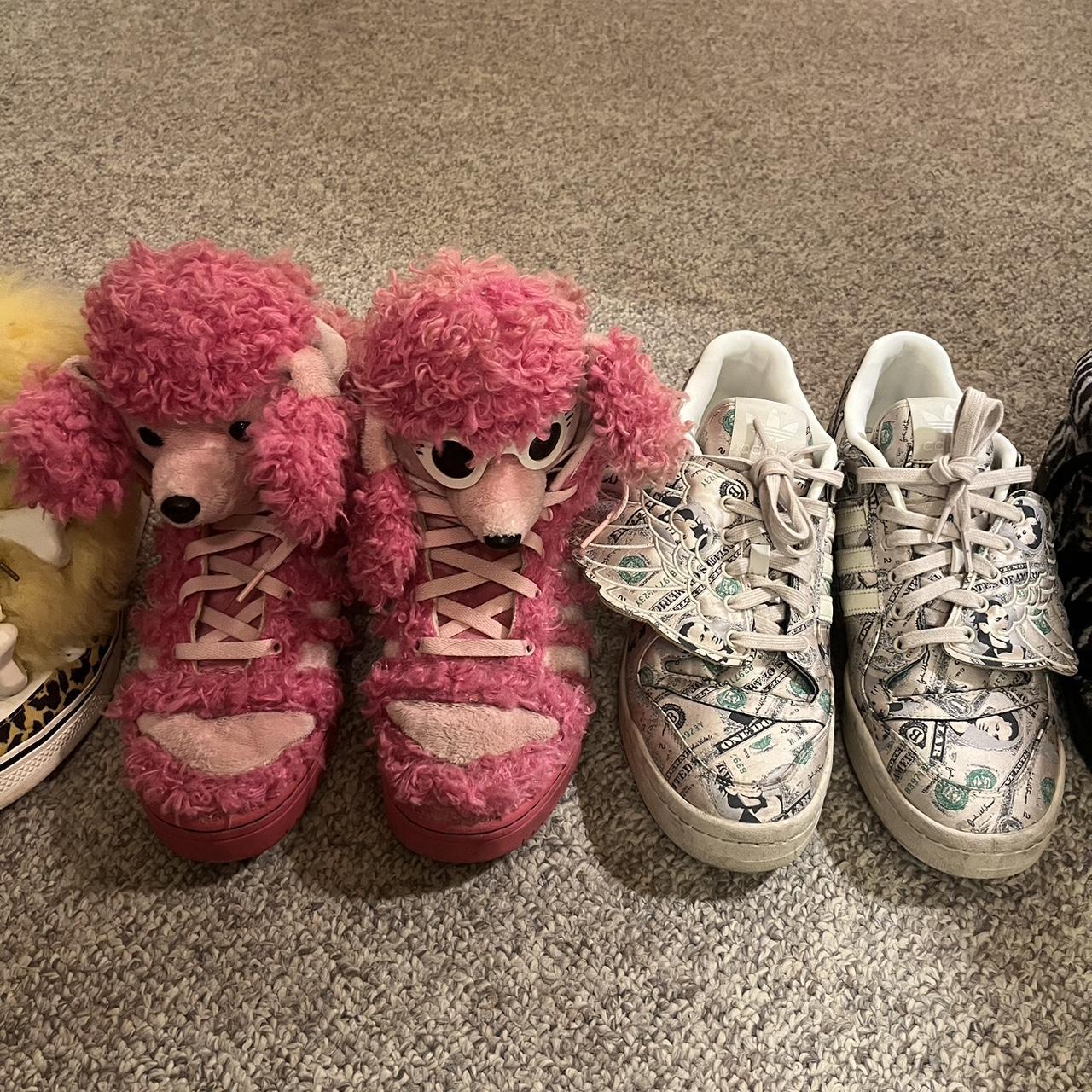 Authentic Adidas Jeremy Scott Poodle Fur bones... - Depop