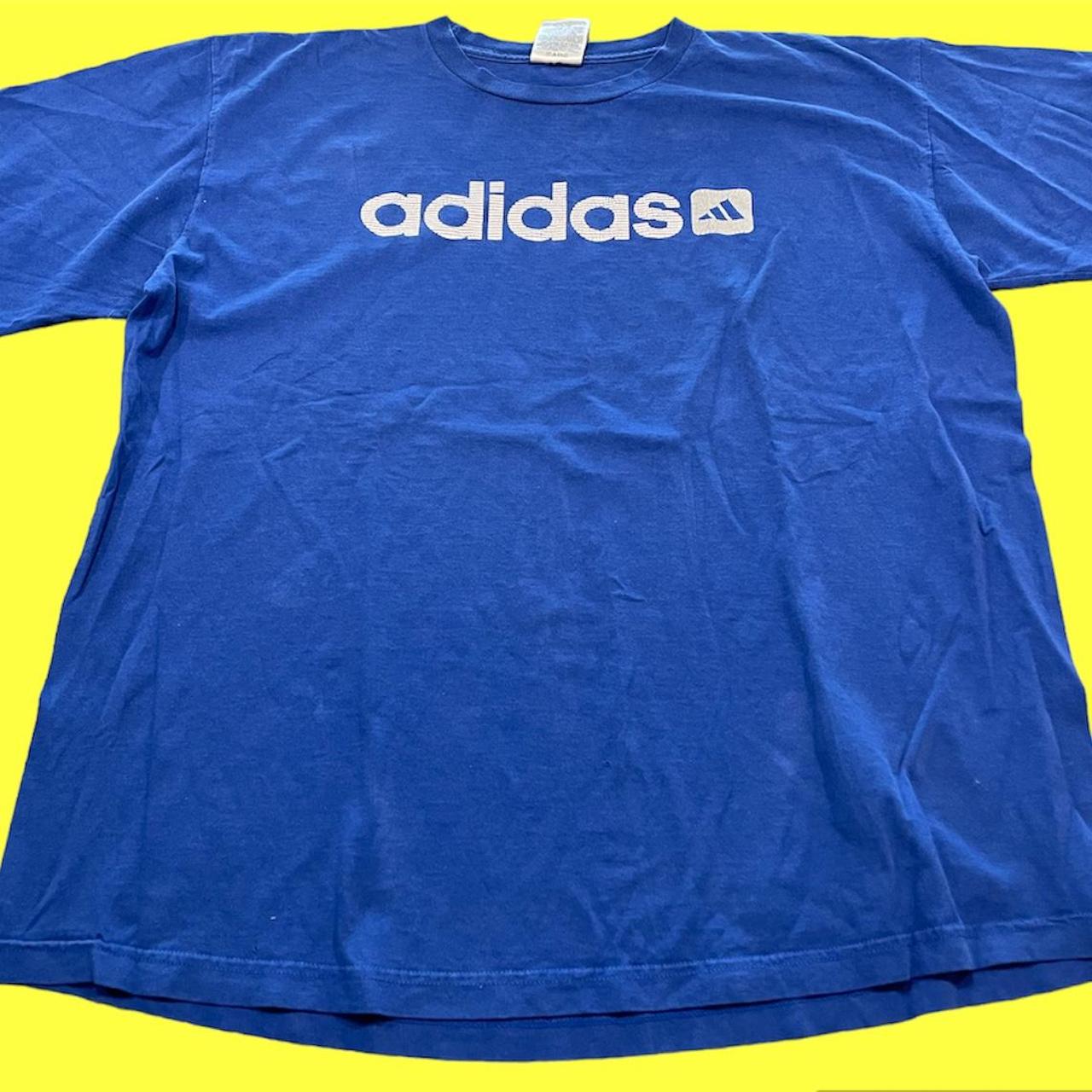 Vintage Blue Adidas 90s T-shirt Tee Size XL Soccer - Depop