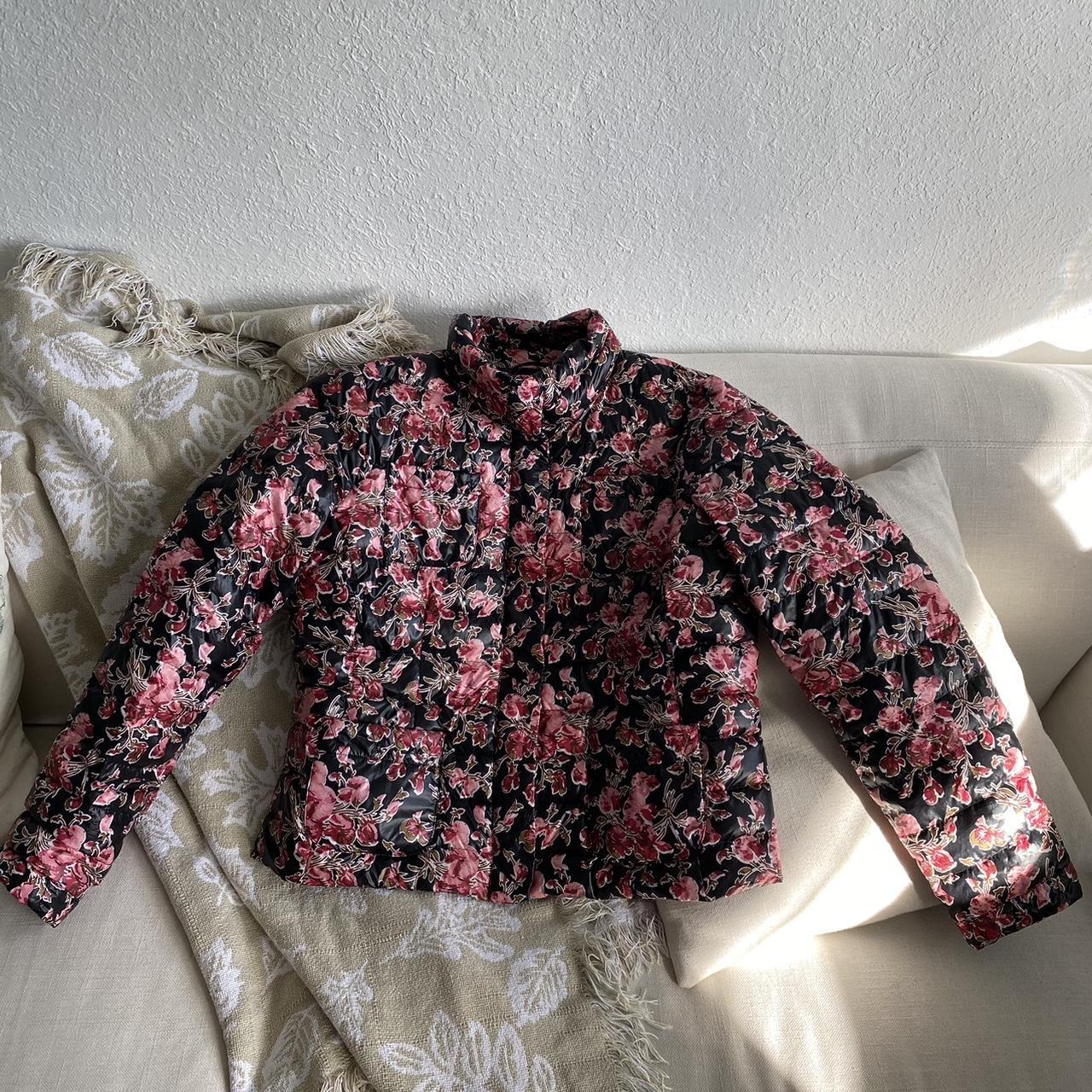 Lands End Floral Puffer Jacket Size on tag L... Depop