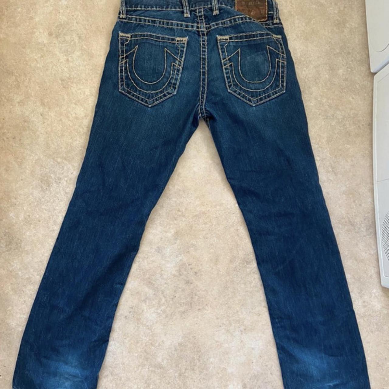 True Religion Men's Navy and Blue Jeans | Depop