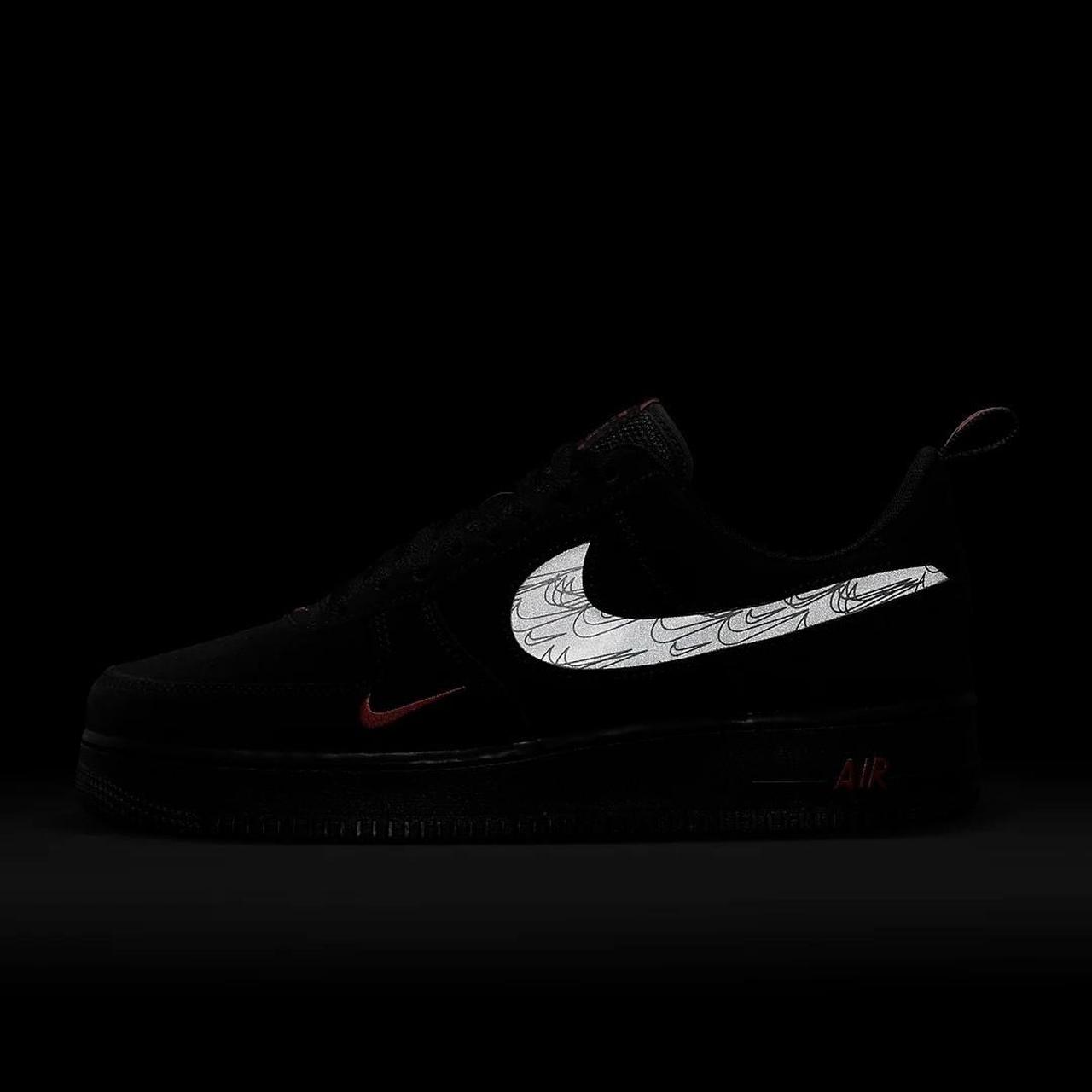 Black air forces with red tick best sale