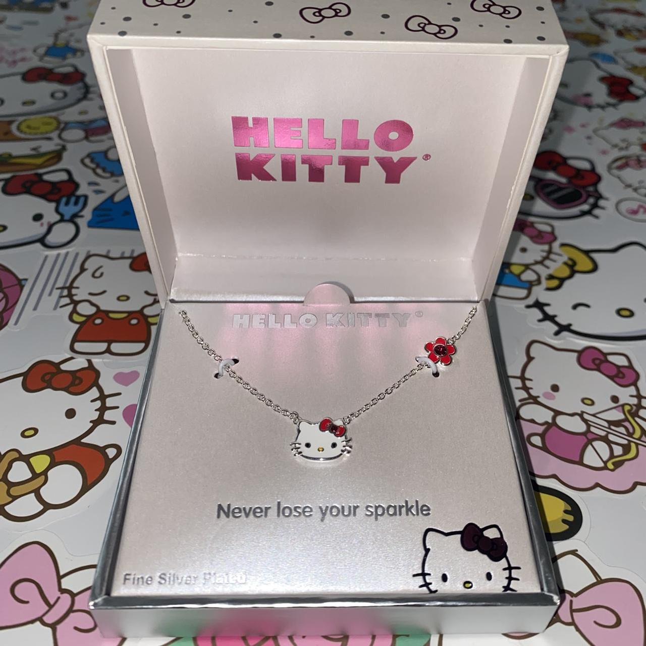 Hello Kitty® 50th Anniversary Icing Exclusive Sterling Silver 3/8 ct. tw.  Lab Grown Diamond & Enamel Pendant Necklace | Icing US