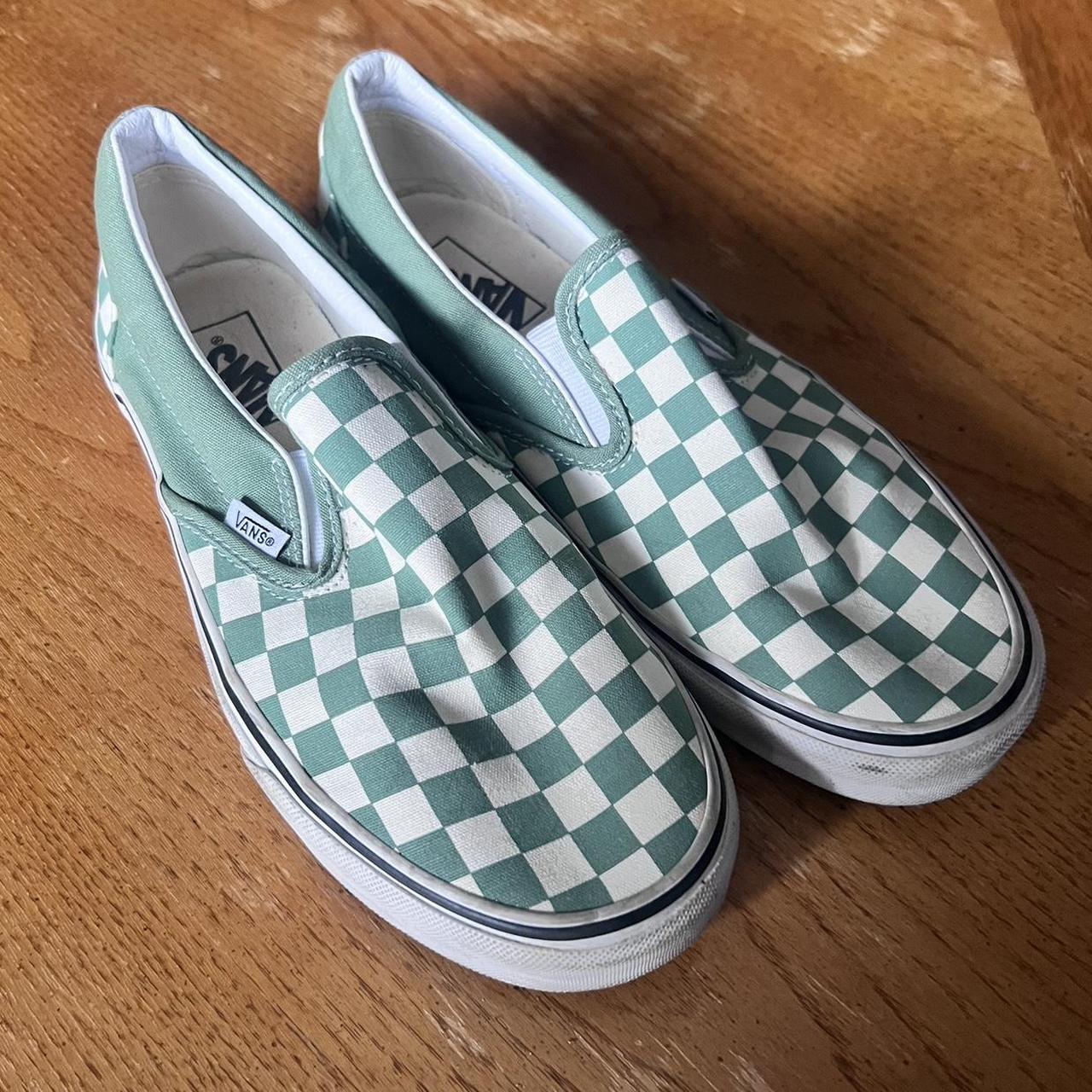 Mint green checkered vans sale