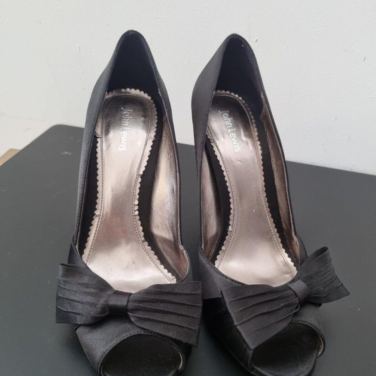 John lewis satin court heels 4" uk 5 black bow shoes... Depop