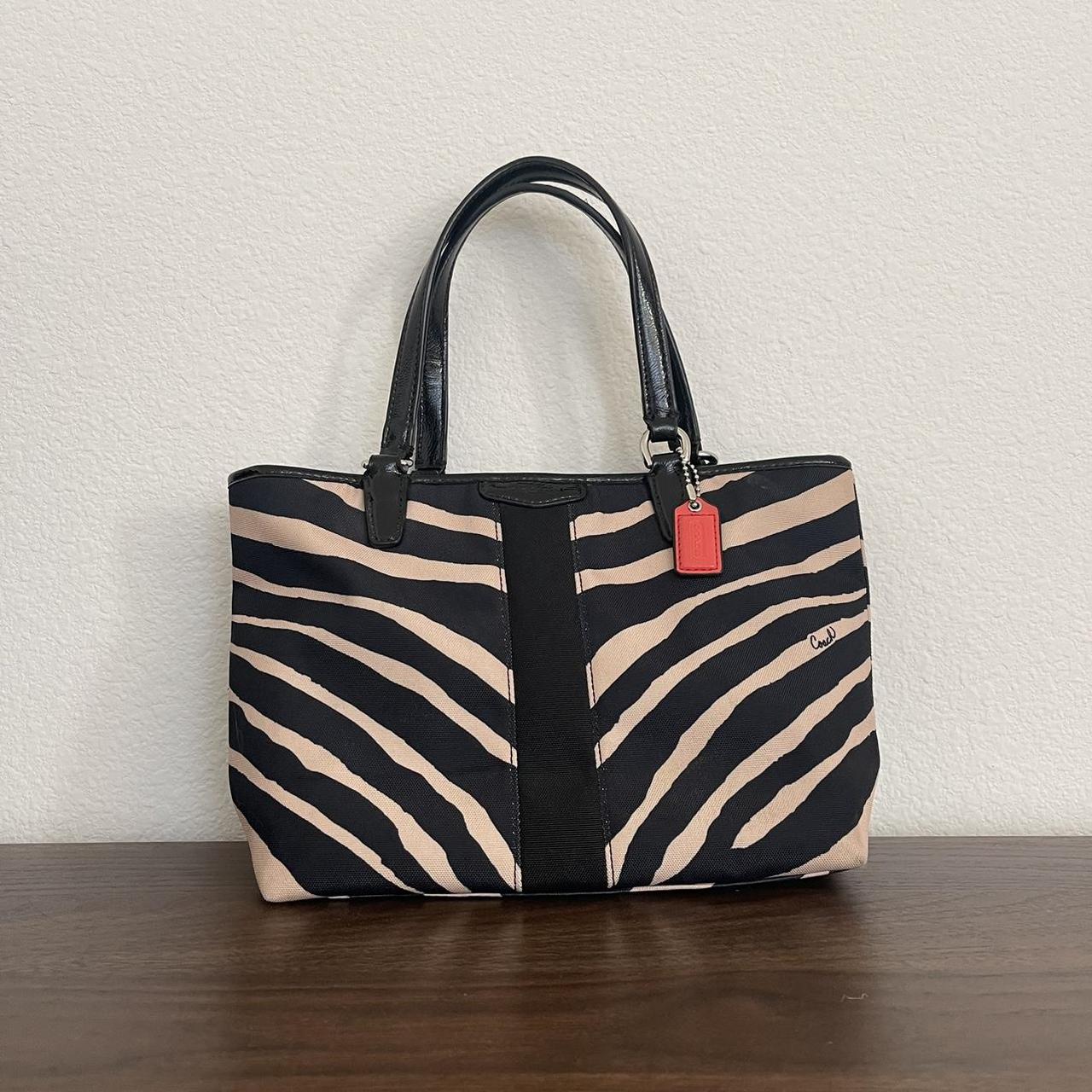 Vintage Coach Mini Black White Zebra Print Hand