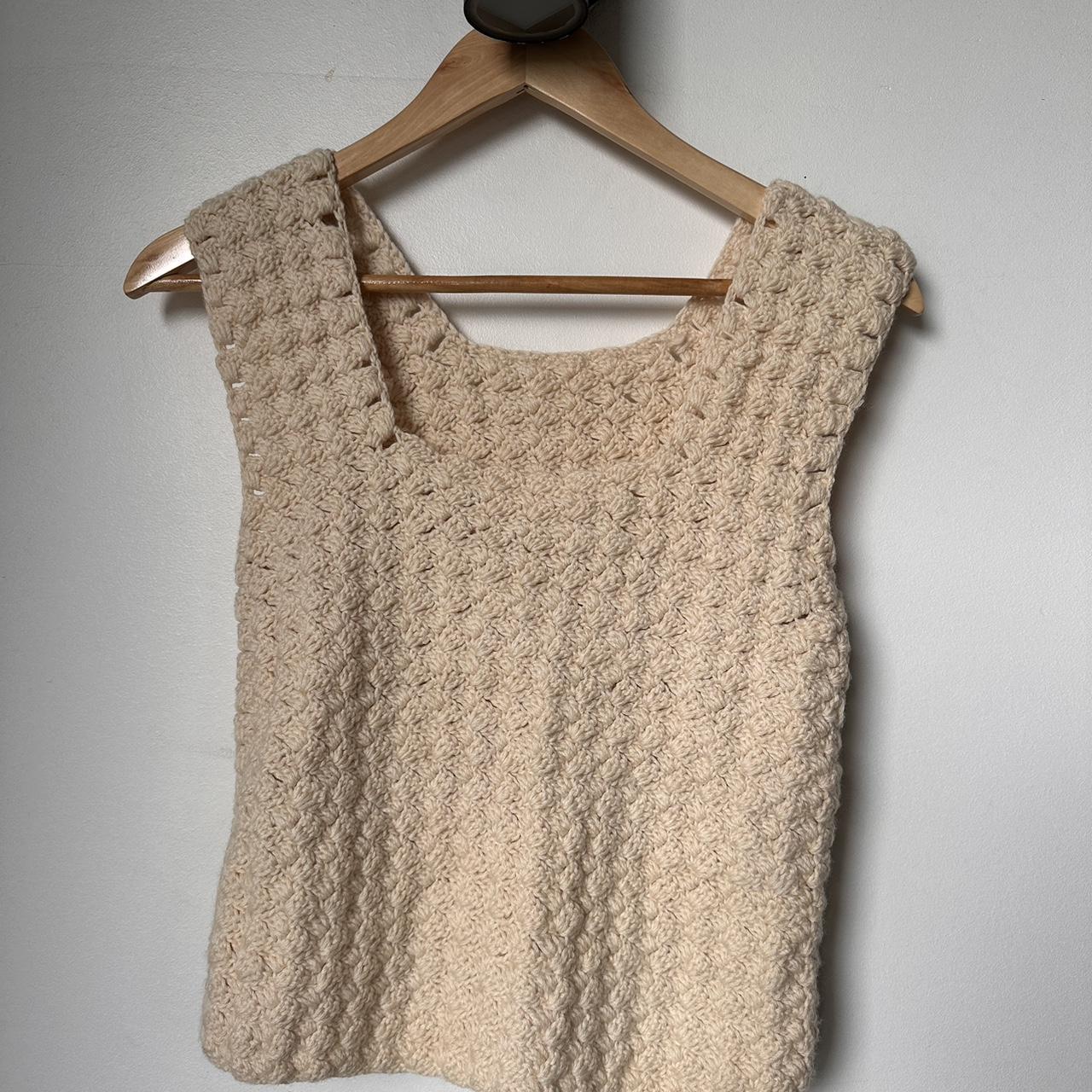 Cream crochet top #crochet Handmade Size M Depop