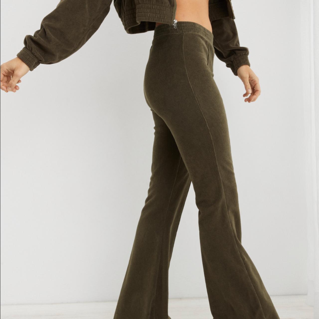 Aerie Super soft green "GrooveOn" Velour flare pants Depop