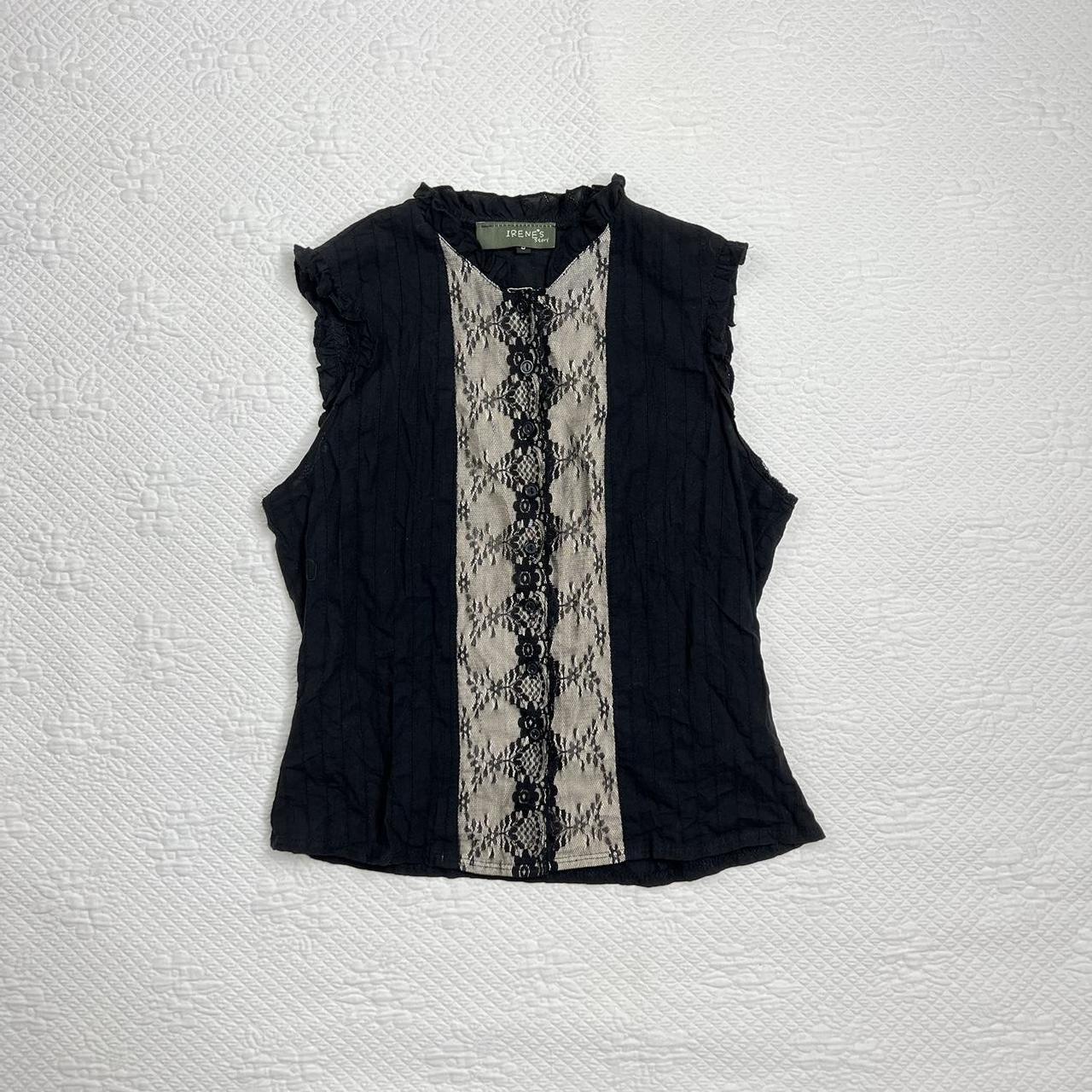 Women's Black and Cream Blouse Depop