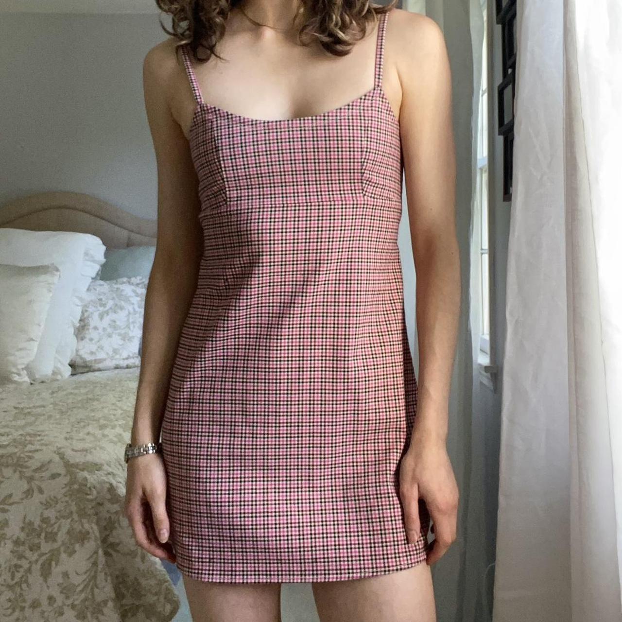 Brandy Melville pink plaid mini dress. Perfect... Depop