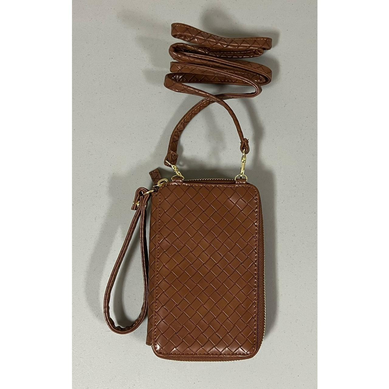 Mundi Brown Leather Crossbody Wallet Wristlet Bag Depop