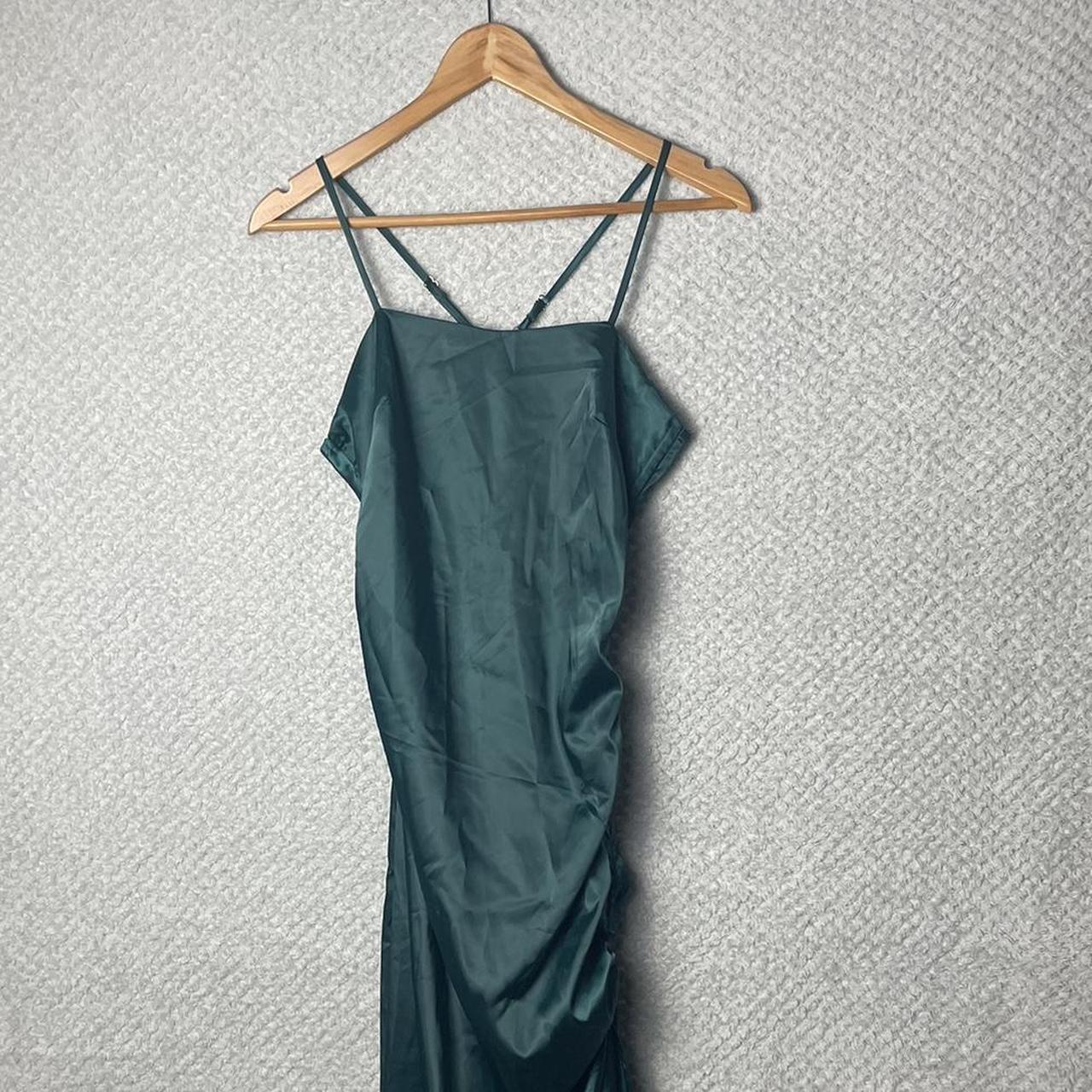 SHEIN long satinlike dark green dress with a cross... Depop