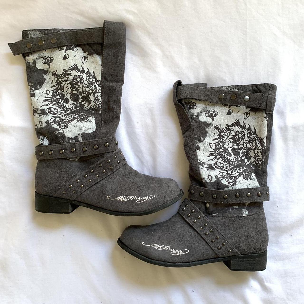 Rare Ed Hardy Boots Size 4 5 UK Really Nice Depop   P0 