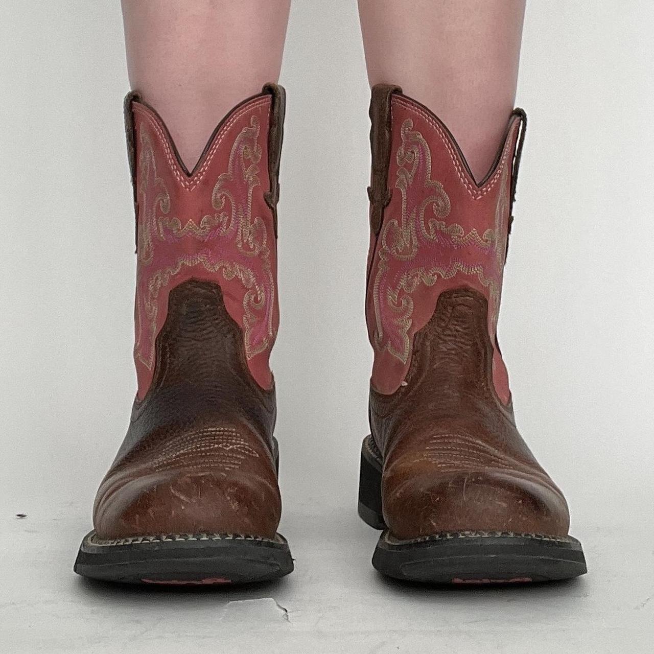 Ariat Women's Pink and Brown Boots Depop