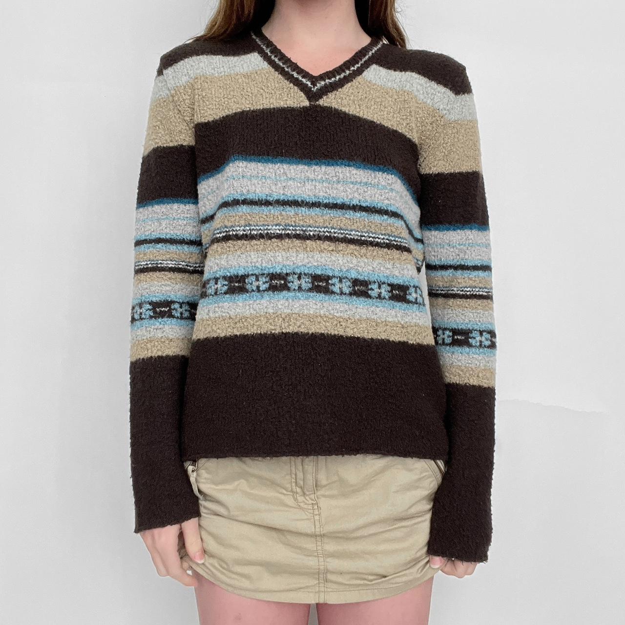 vintage wool knit sweater vintage “B.Moss” striped... - Depop