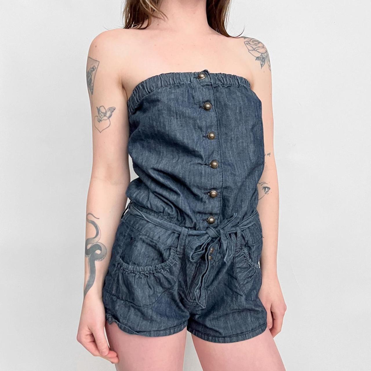 Strapless best sale jean romper