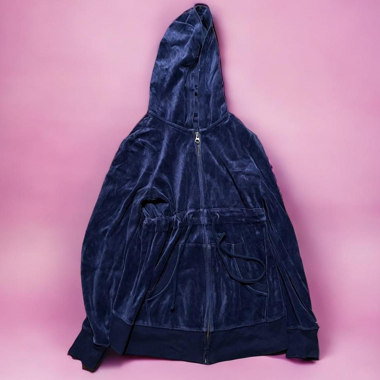 navy blue old navy velour jacket. has tie front... Depop