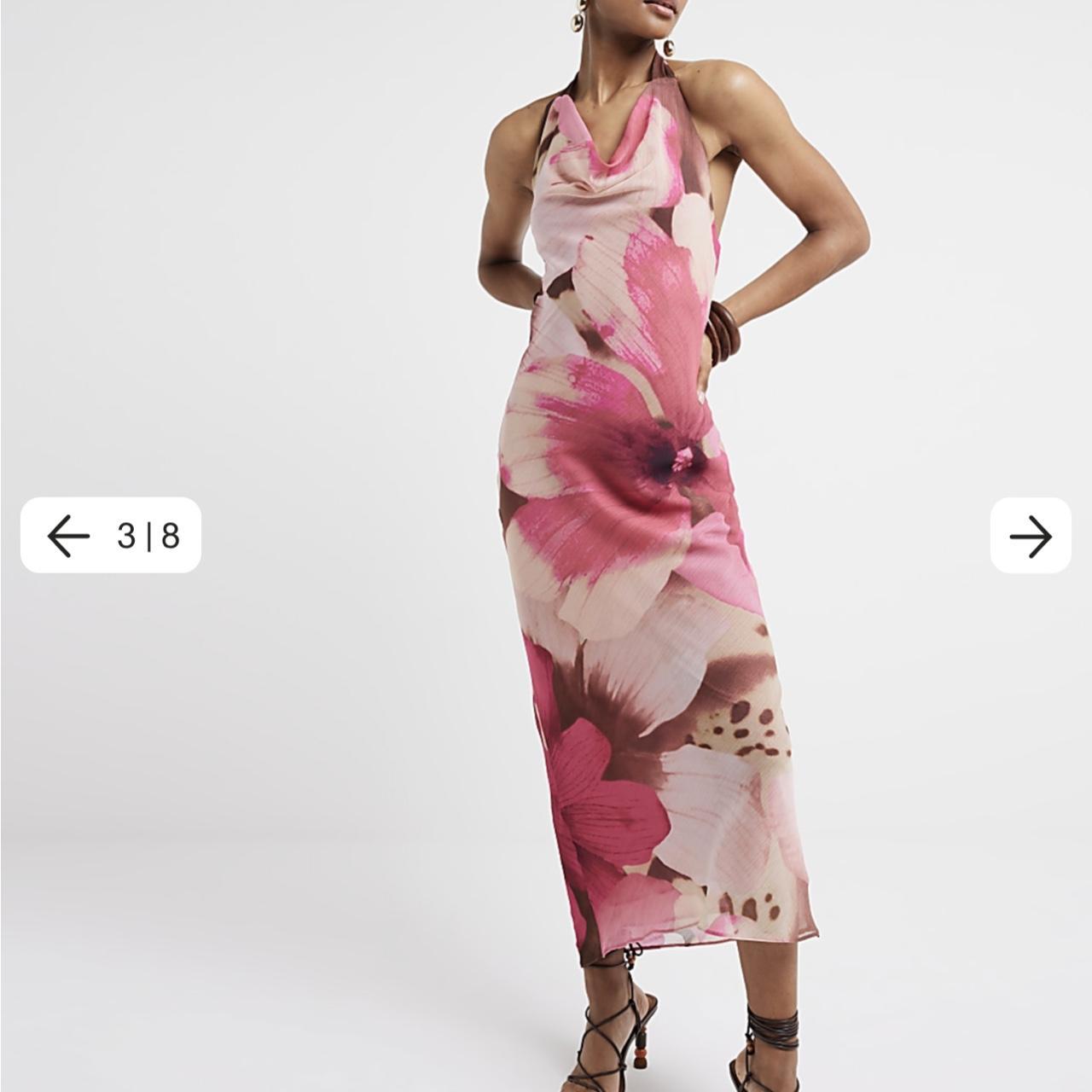 River Island Pink Halter Floral Depop