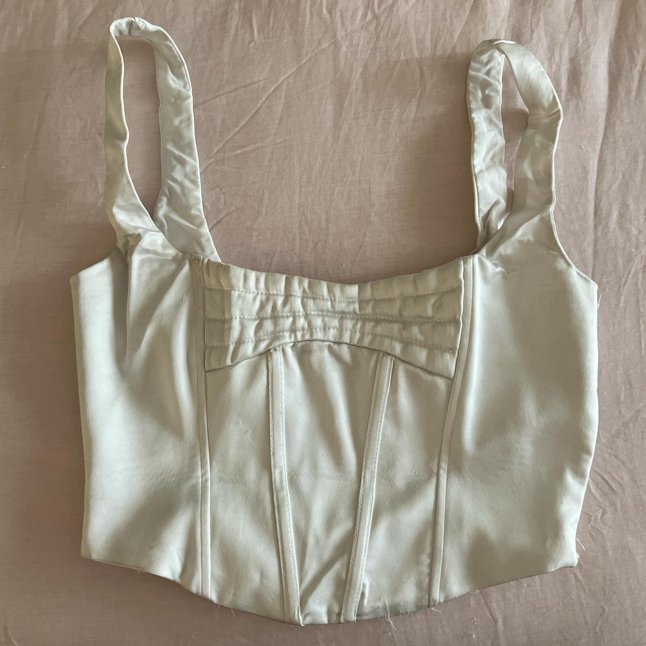 The cutest white corset top from Zara, stretchy in... - Depop