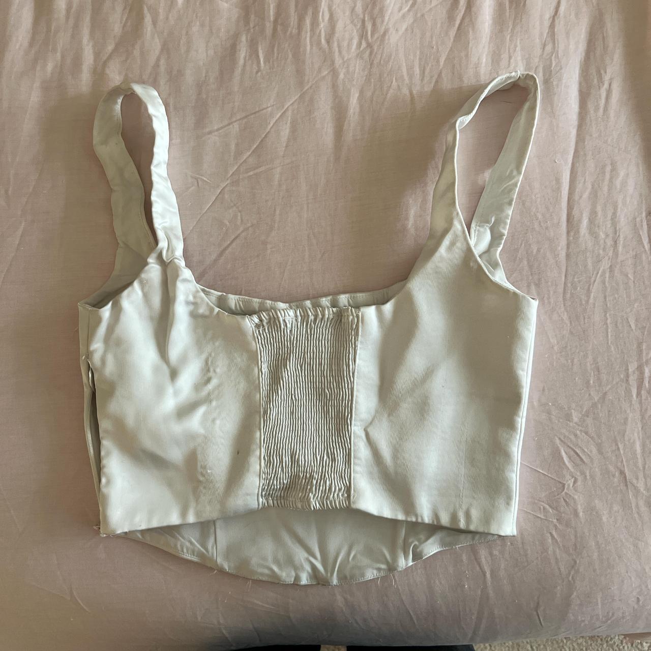 The cutest white corset top from Zara, stretchy in... - Depop