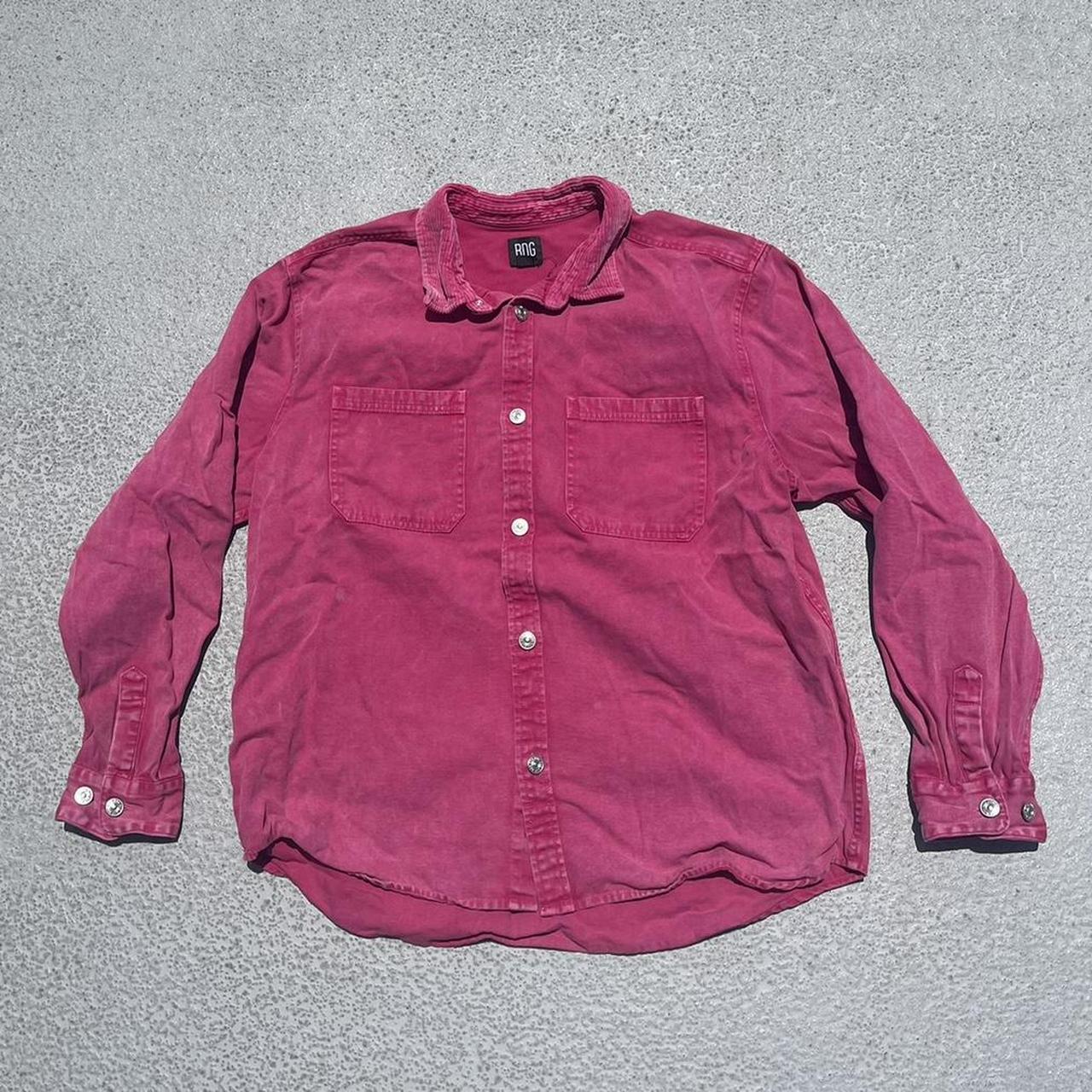 super sick pink work shirt with corduroy... - Depop