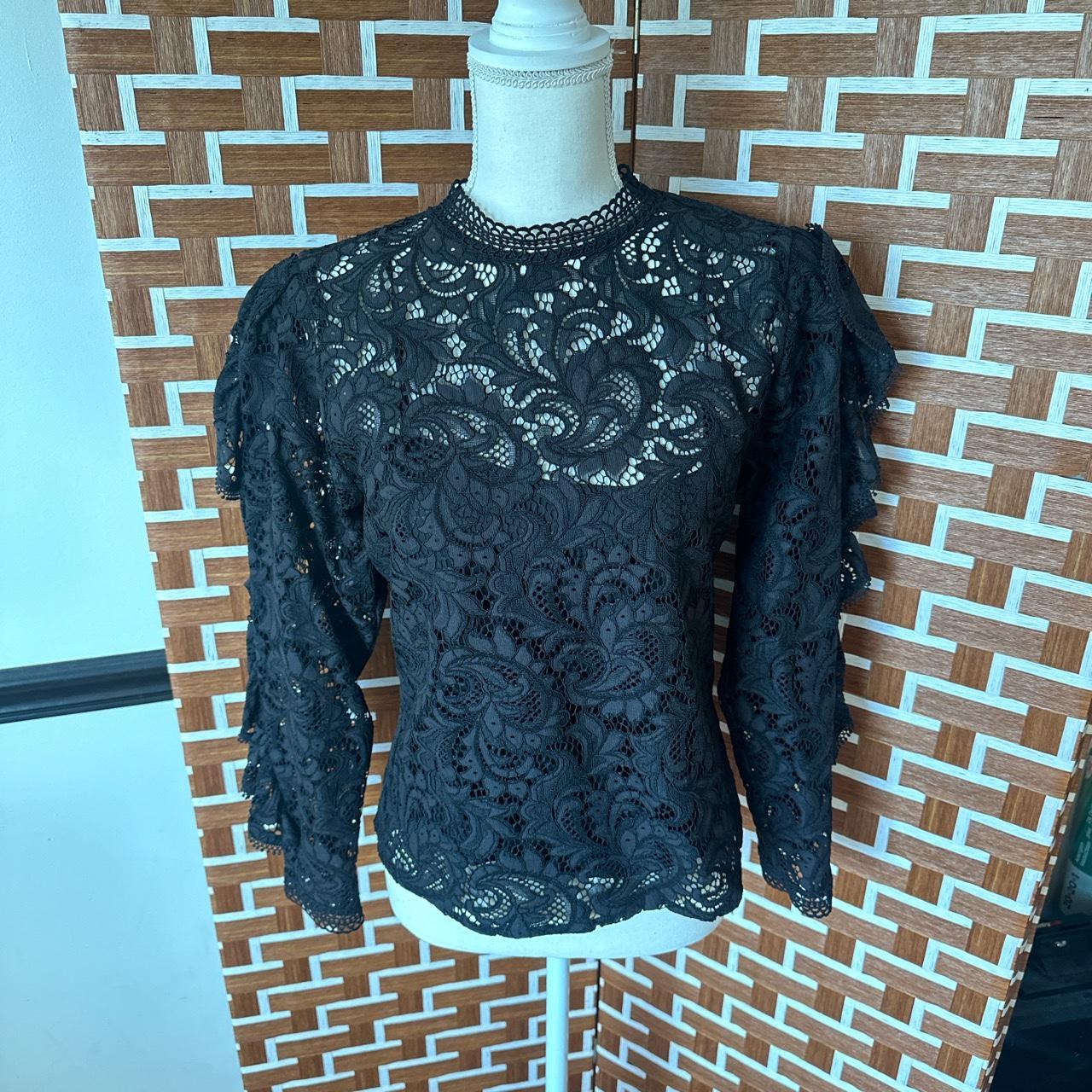 Express Women’s lace top with attached undershirt... - Depop