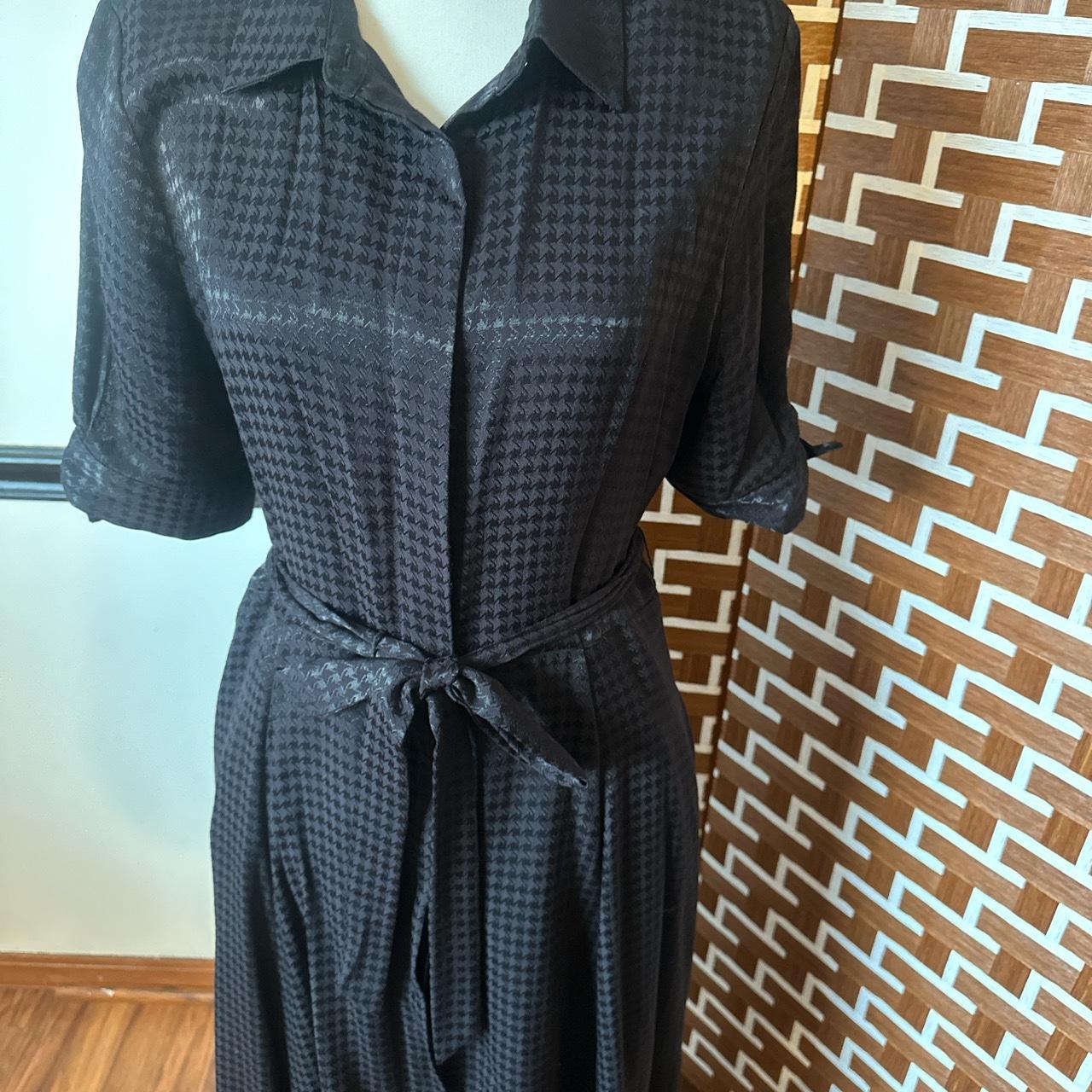 Calvin Klein Houndstooth Button Down Dress With Tie Depop 0359