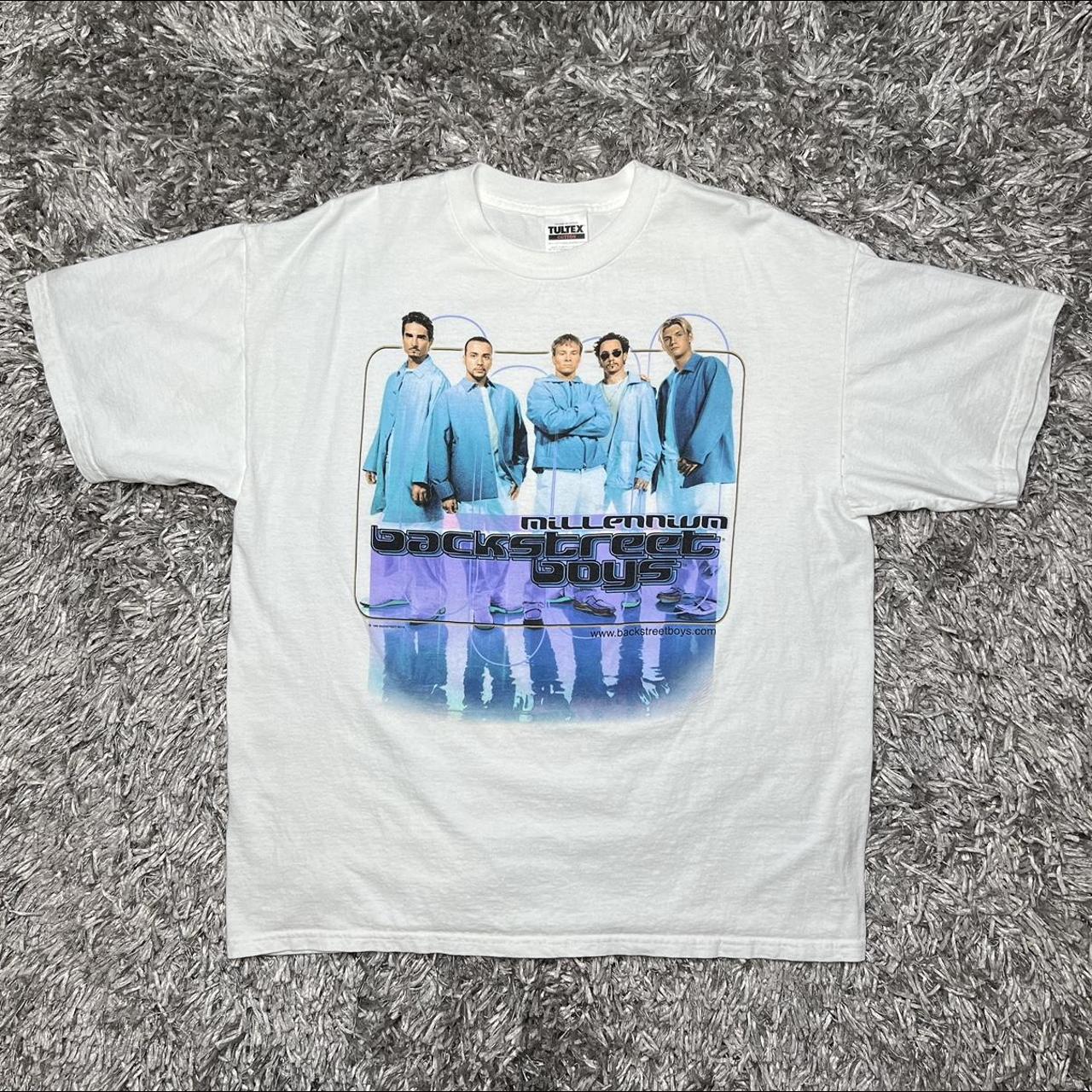 Tultex Men's White and Blue T-shirt | Depop