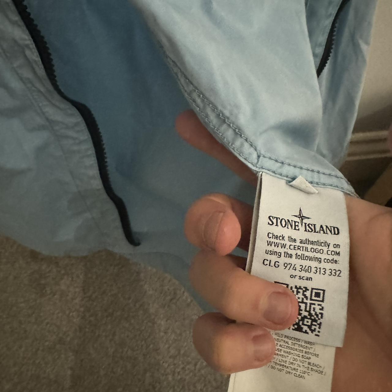 Stone island baby blue overshirt Selling because its... Depop