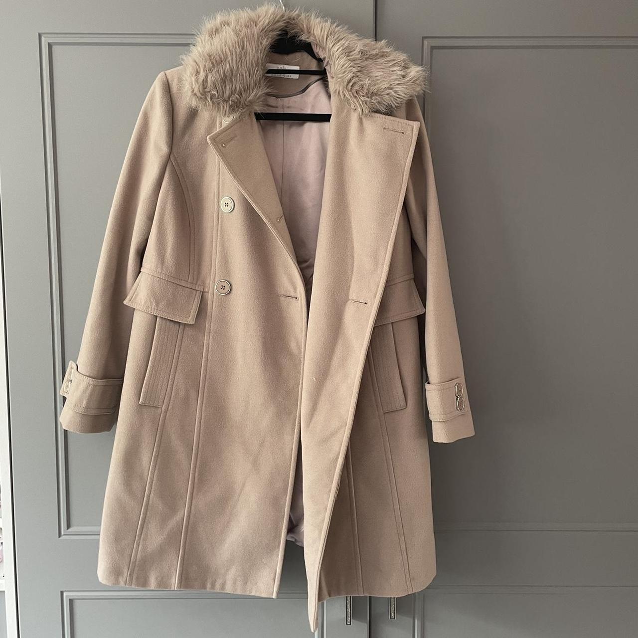 Wallis petite size 12 coat with fur hood. £20. Worn... Depop