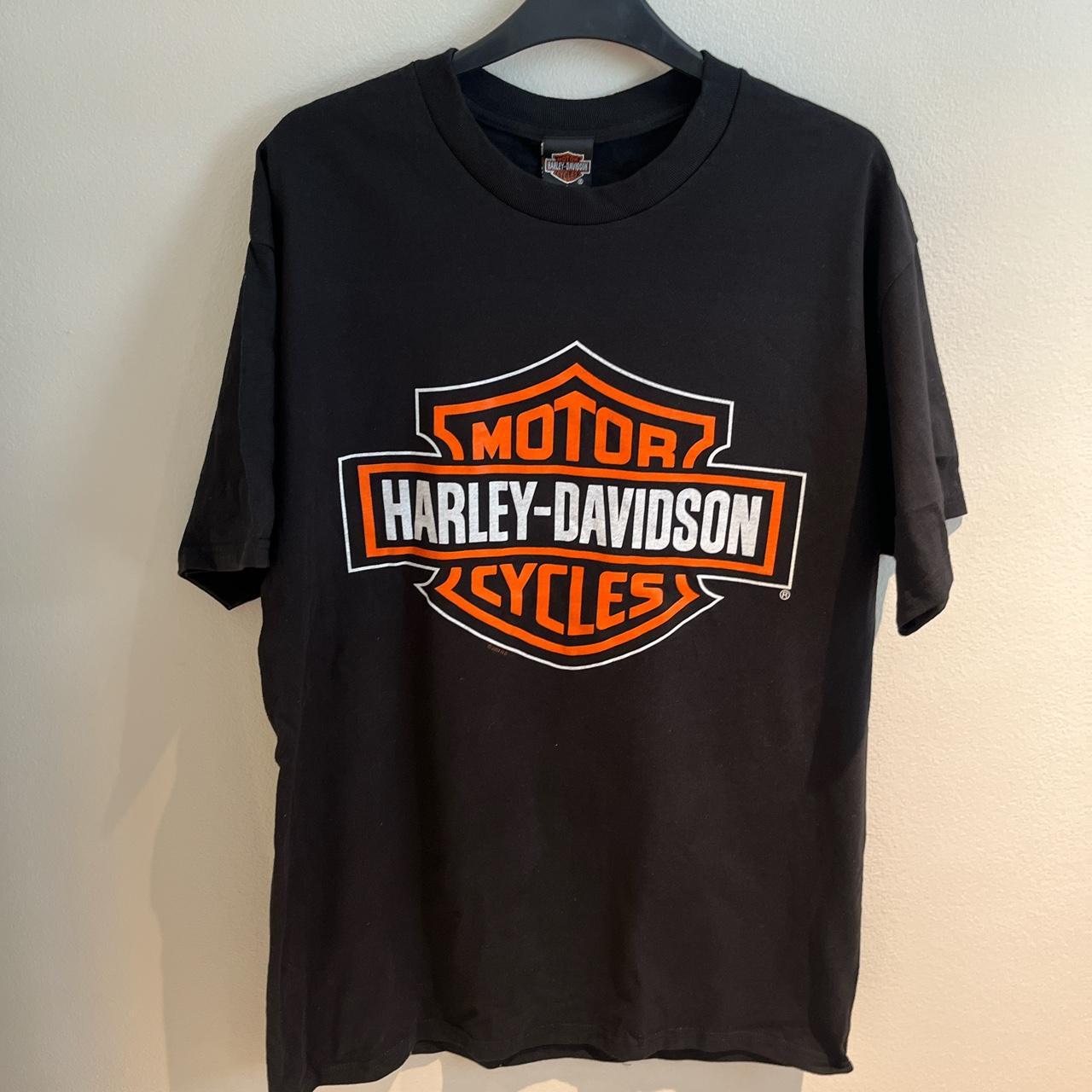 Harley Davidson classic orange logo t shirt - Depop