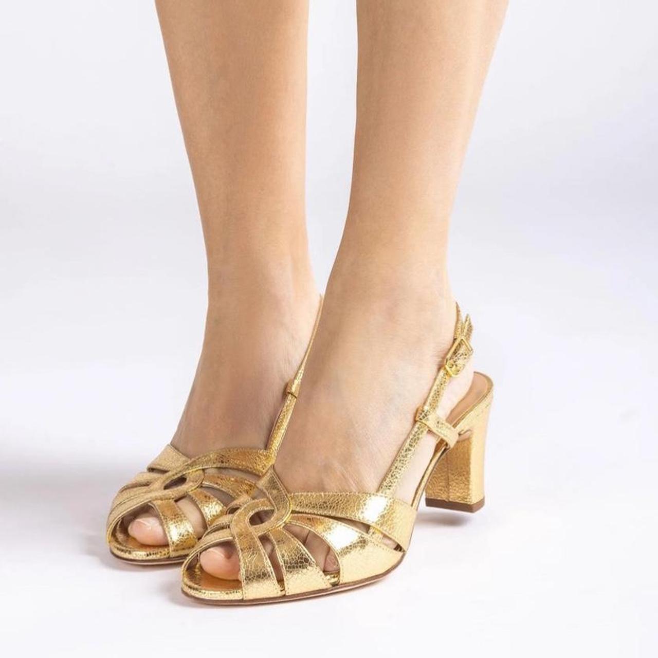 Unisa gold leather sandals Heel 7cm Worn once - Depop