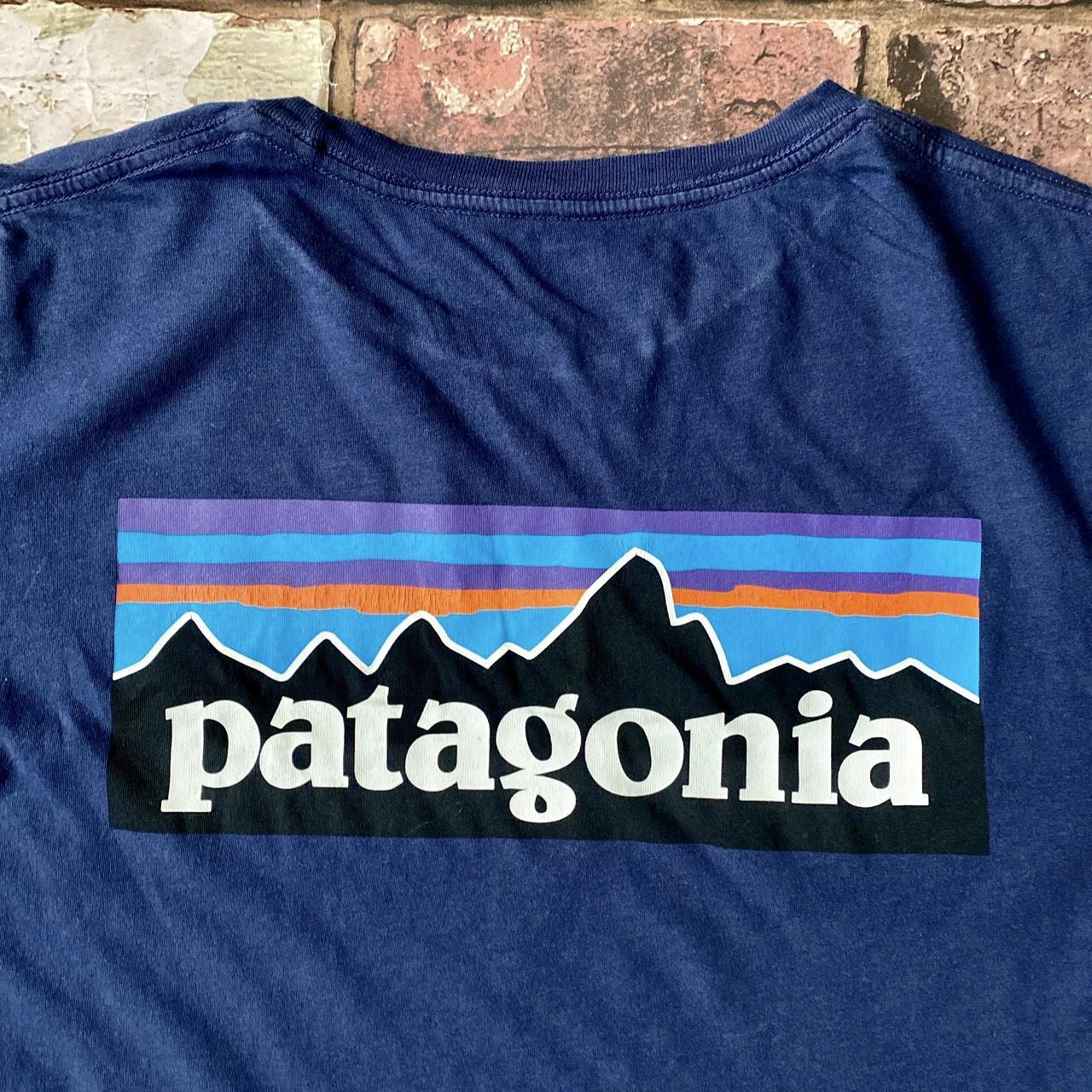 Patagonia Men's Navy and Blue T-shirt | Depop