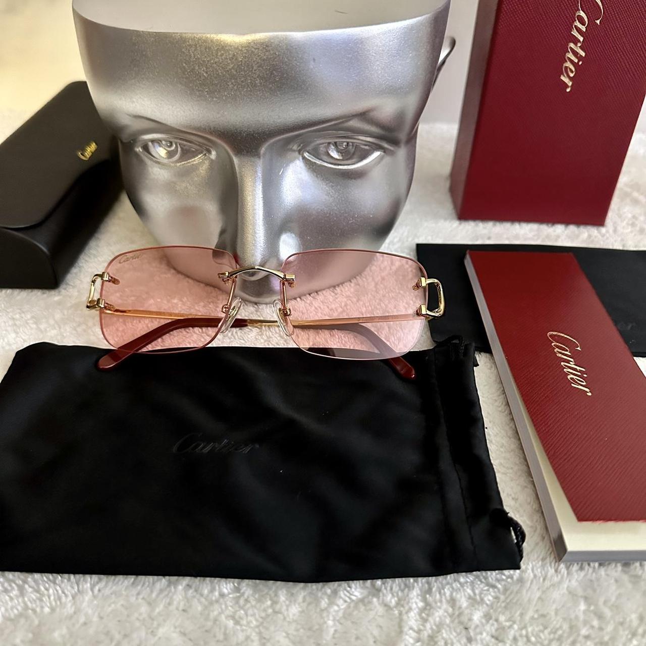 Wire Full Rim Square Frame Glasses Cartier Rose Pink Depop