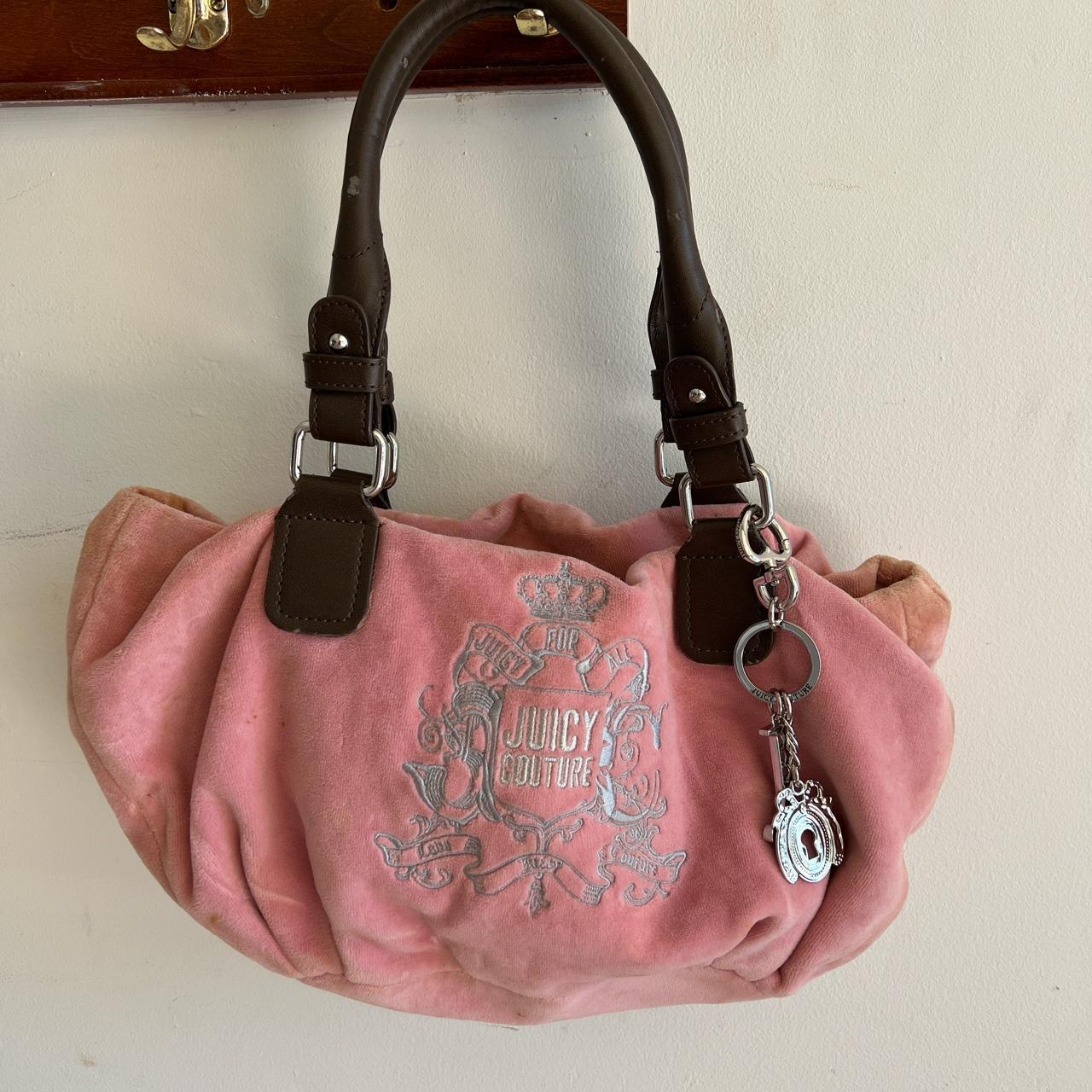 JUICY COUTURE Velour Brown Handbag Purse Bag-VERY NICE