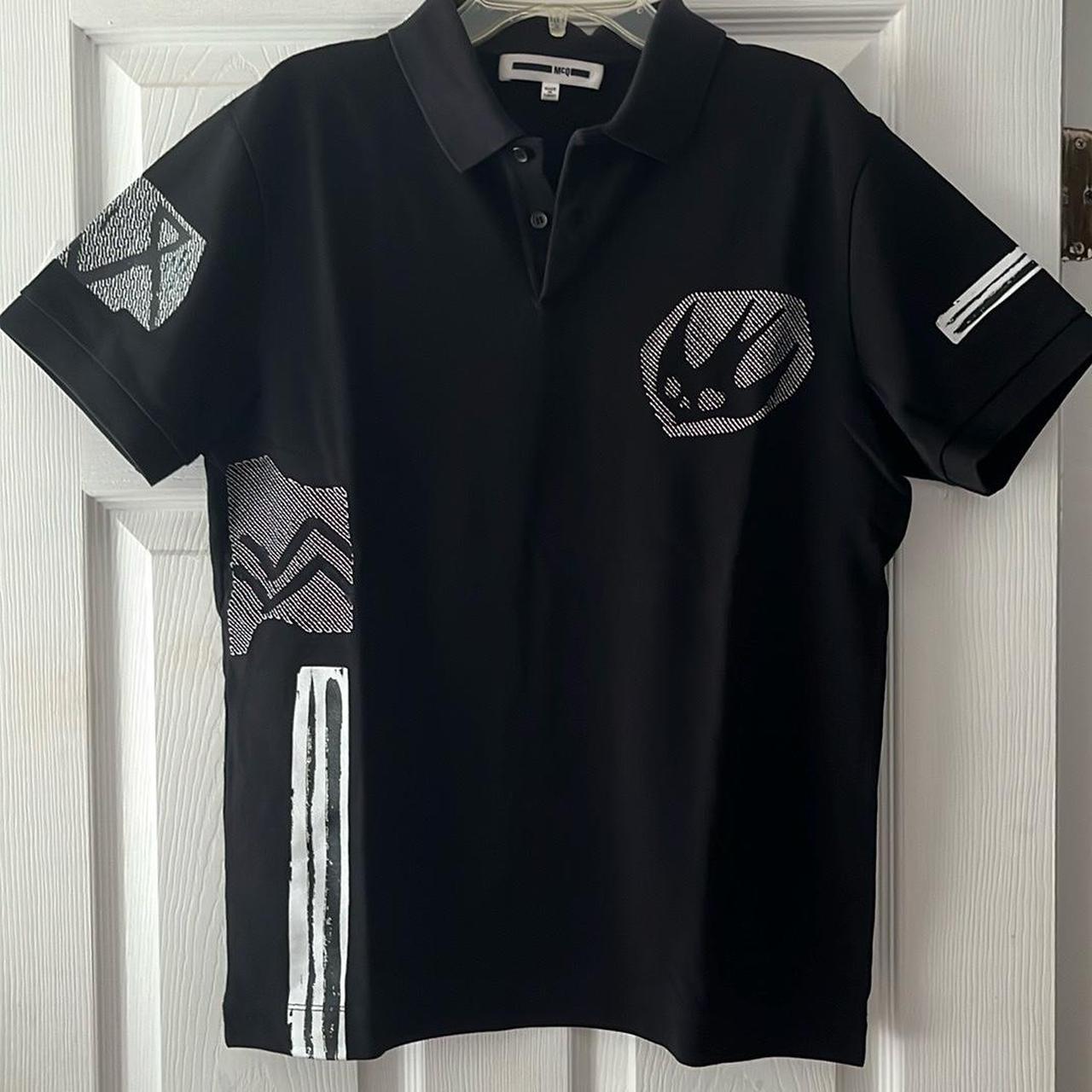 Alexander McQueen mcq black graphic polo shirt Depop