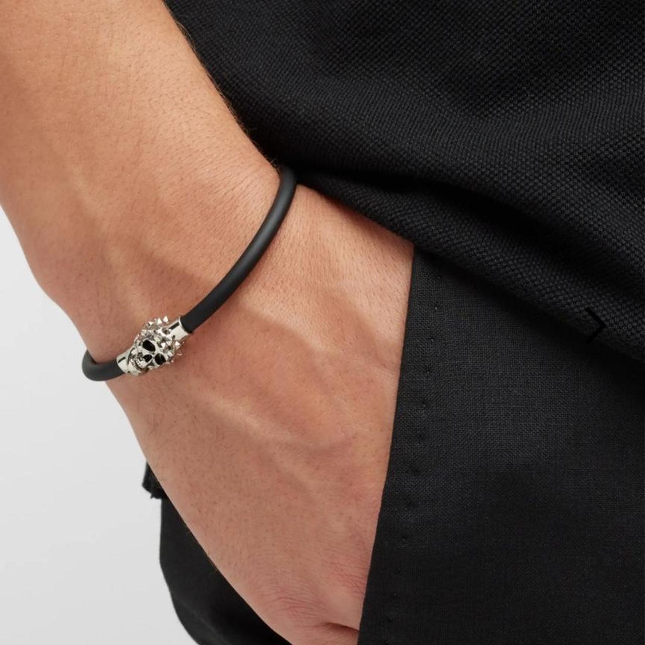 Alexander McQueen rubber and metal skull bracelet | Depop