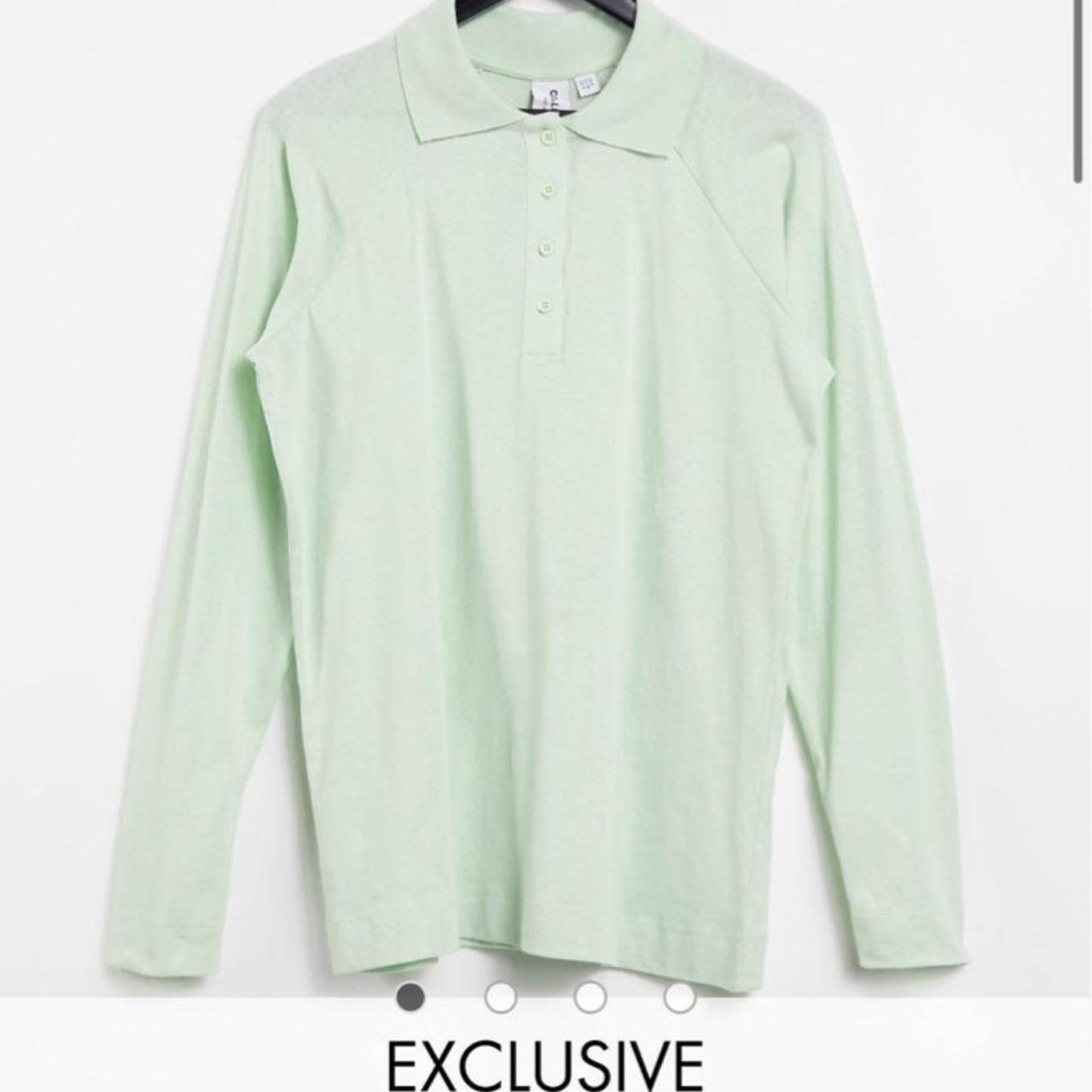 Mint green long sleeve polo shirt from Asos. Men’s... Depop