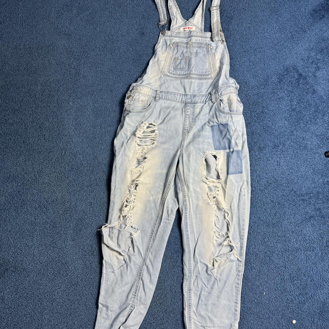 White ripped overalls fashion