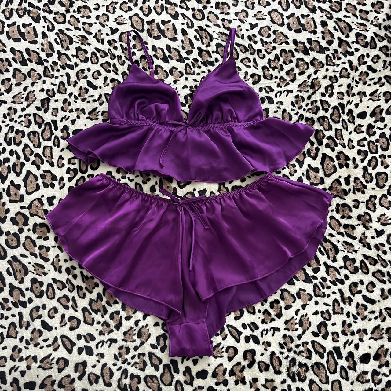 Purple nightie 2 piece set Silk/satin feel super... - Depop