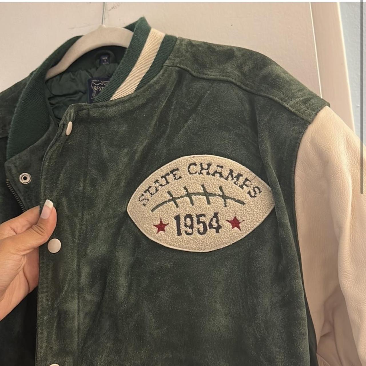 VINTAGE GAP LEATHER VARSITY JACKET LENGTH: | Depop