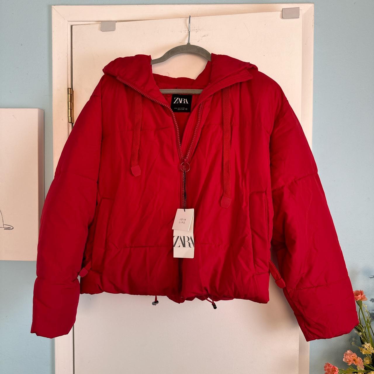 Zara red cheap puffer jacket