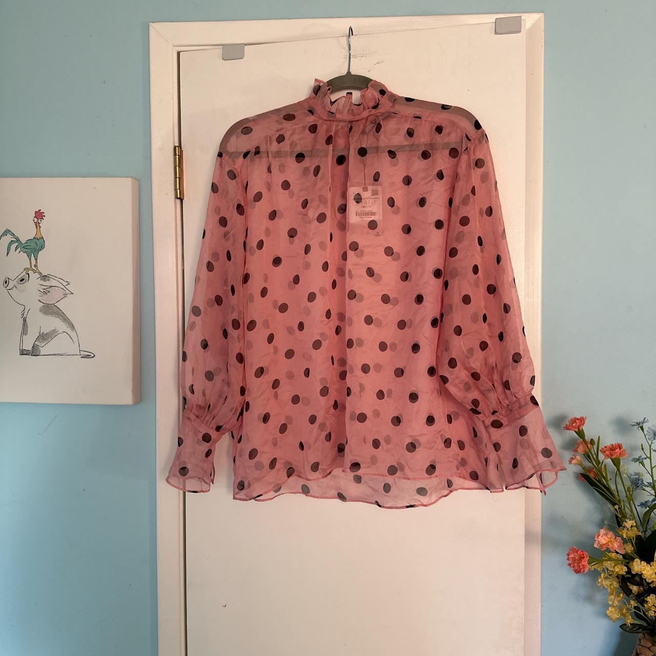 NWT ZARA SHEER POLKA DOT BLOUSE Depop - Main Image