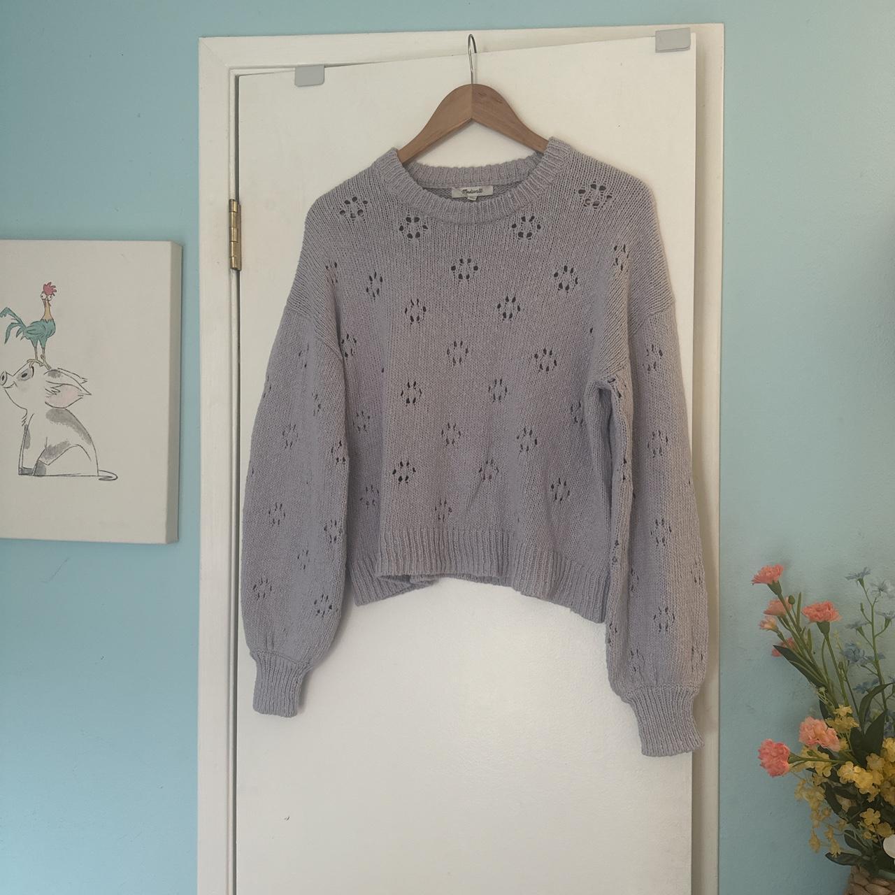 MADEWELL FLORAL POINTELLE SWEATER NWT LAVENDER PIT. Depop