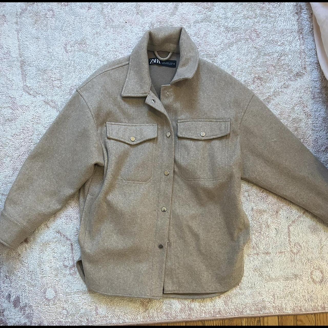 Light brown Zara jacket. Lightly used. #shacket... - Depop