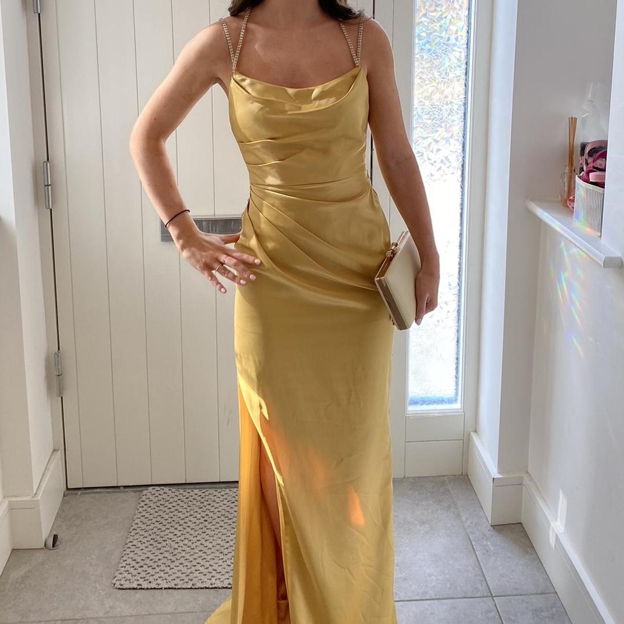 Dani’s Closet Gold/Yellow Gown/Debs Dress in size... - Depop