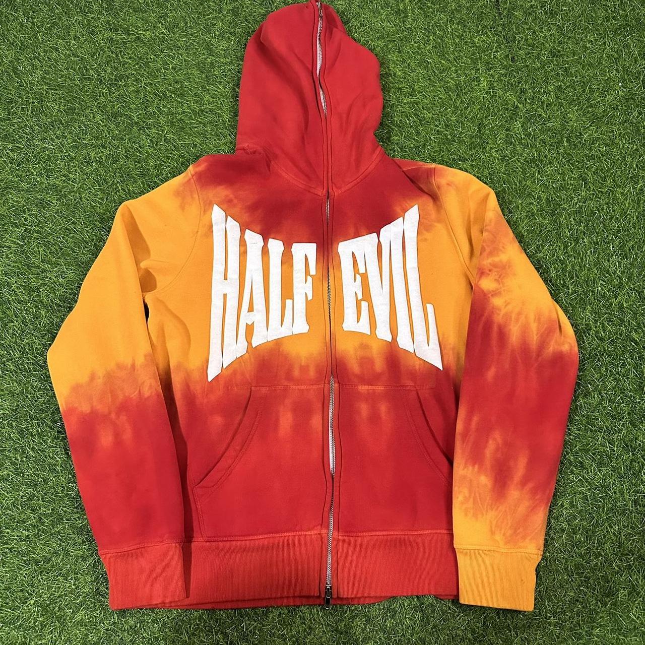 Half red 2025 half yellow hoodie